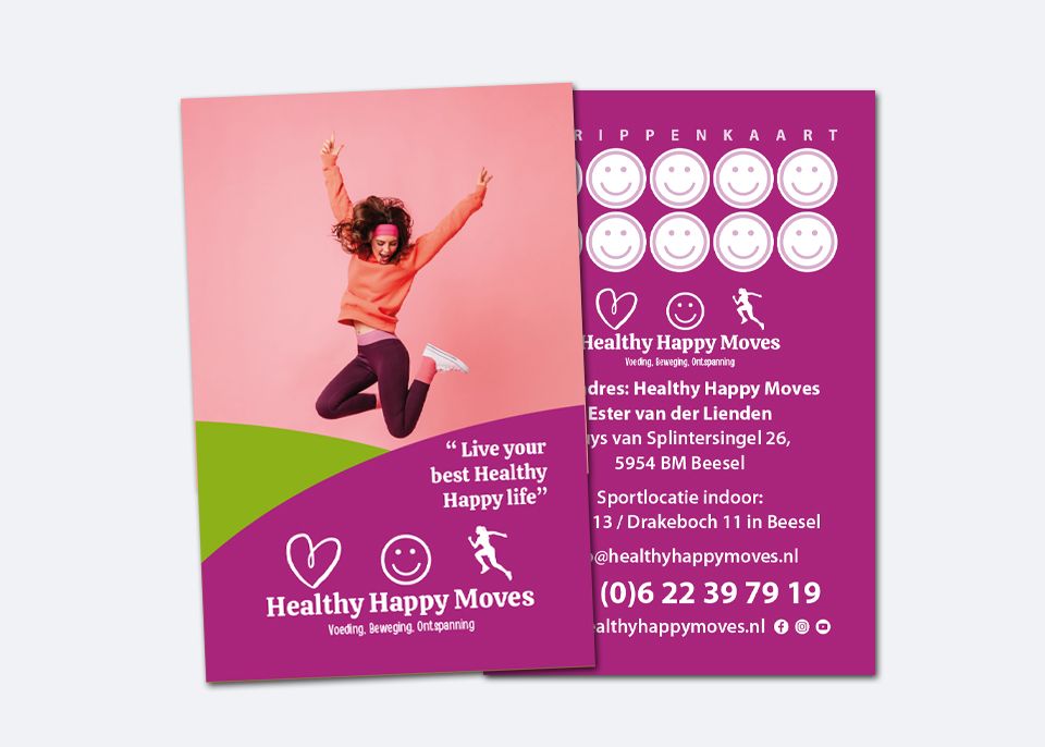 Visitekaartje / knipkaart Healthy happy moves